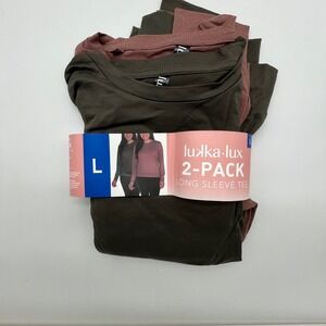 Lukka Lux 2-Pack Long Sleeve Tee Relaxed Fit Green Pink Size L 1643761